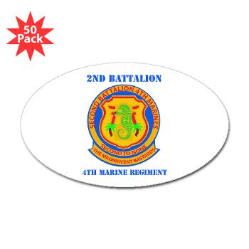2B4M - M01 - 01 - 2nd Battalion 4th Marines with Text - Sticker (Oval 50 pk)